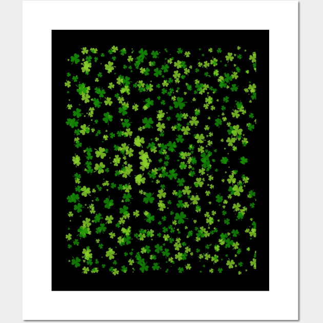 St Patrick's Day Shamrock Clover Leaf Pattern Wall Art by trendybestgift